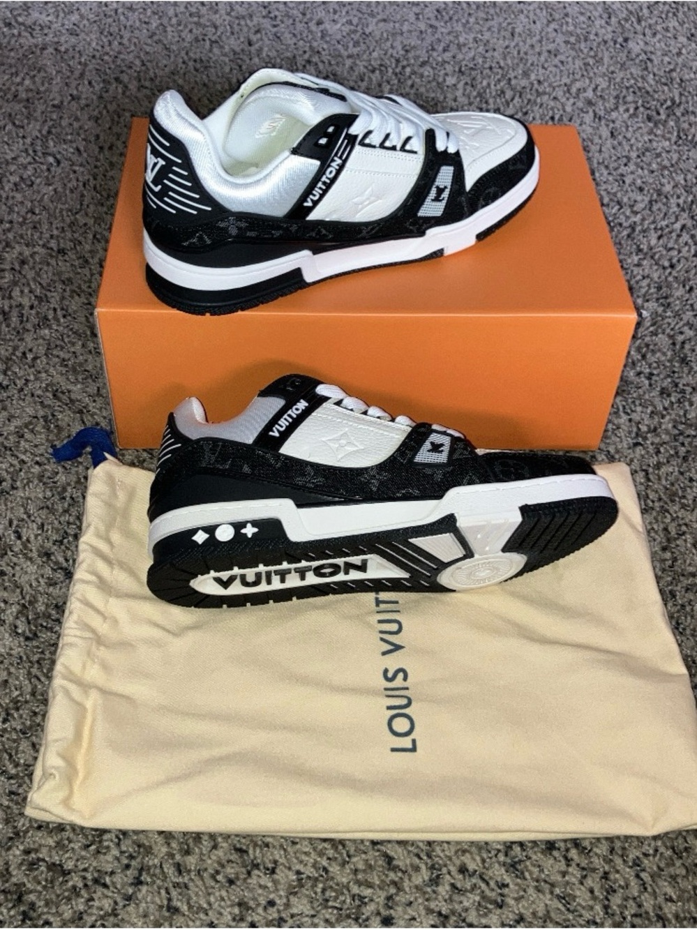 Louis Vuitton Black and White Low-Top Sneakers